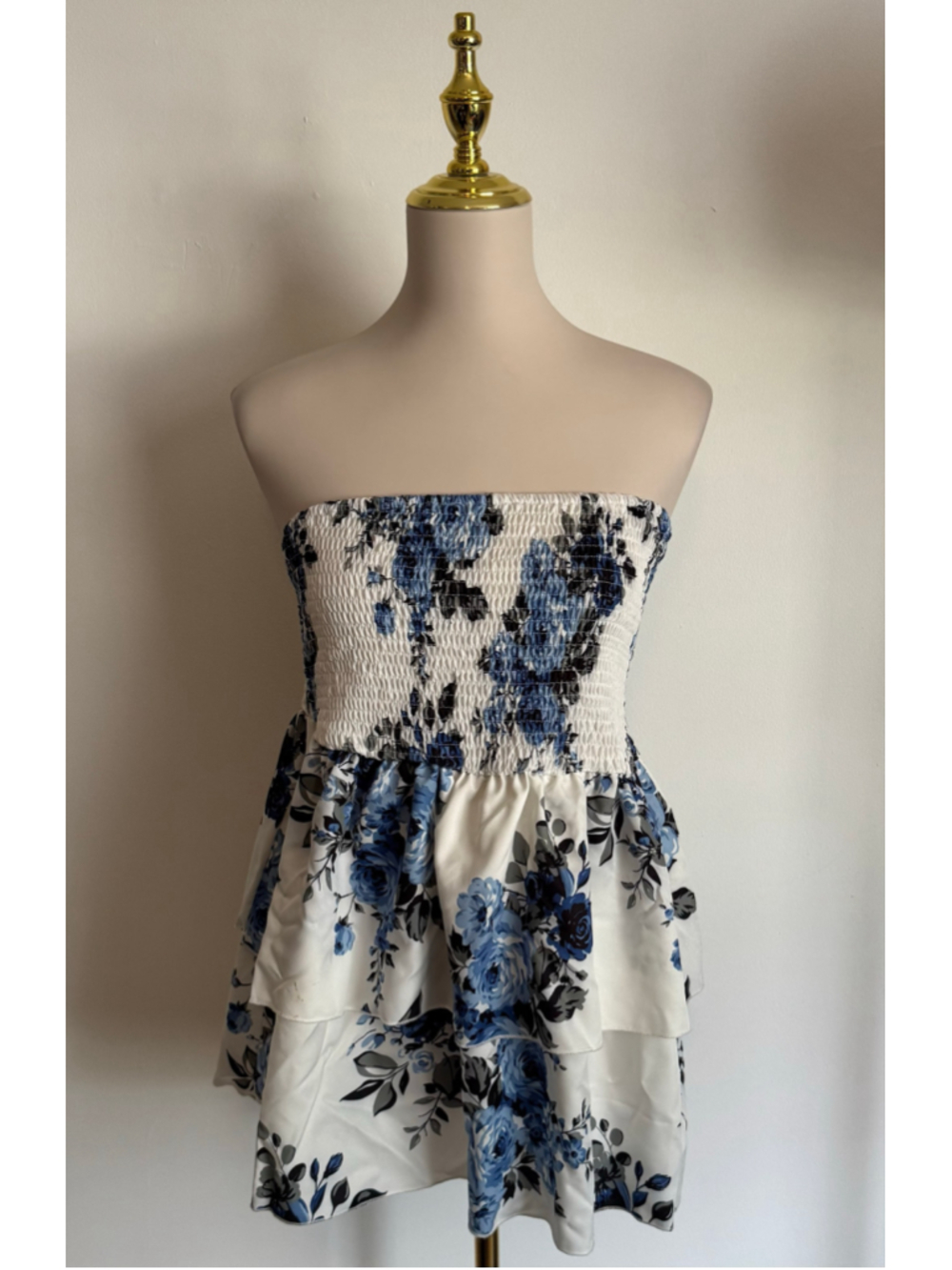 Women's SHEIN Floral Mini Skirt, 4X, White and Blue